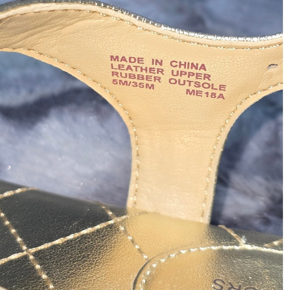 NWB Michael Kors Alice Thong Metallic Gold Leather Sandals Women's 5 - Picture 5 of 8